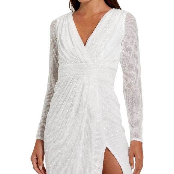 MAC DUGGAL 26555 Long Sleeve Sequined Midi Dress Size 6 New w/o Tag MSRP $258 - Picture 3 of 8